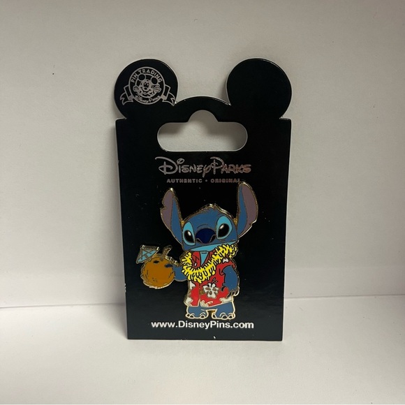 Disney Accessories - STITCH Aloha Shirt Pin Coconut Drink Disney Parks